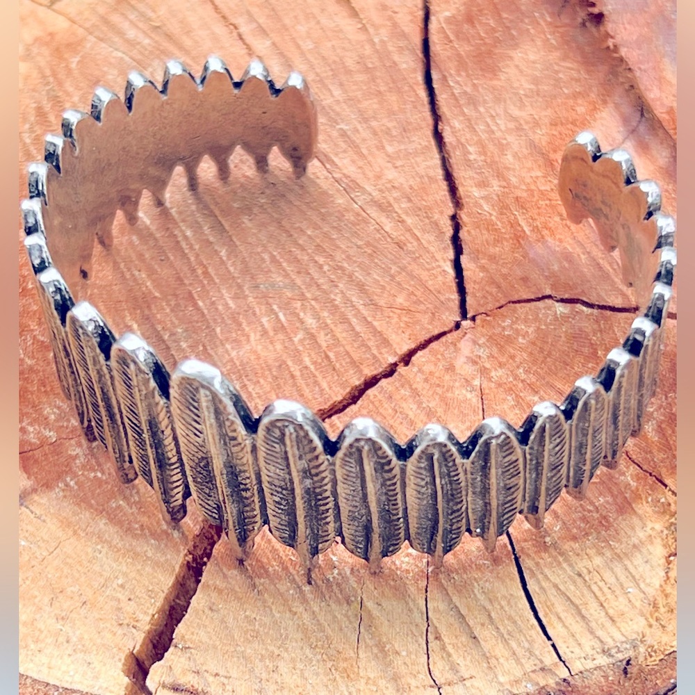 Haute Hippie Silver Cuff Feather Bracelet